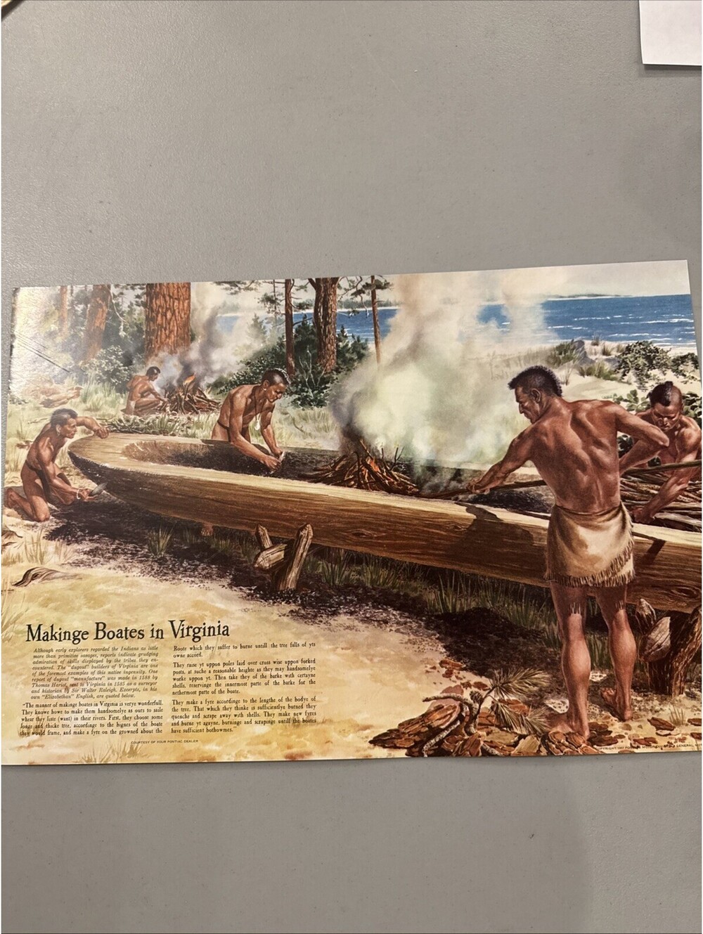Original 1958 Pontiac Makinge Boates in Virginia Native American Poster Print